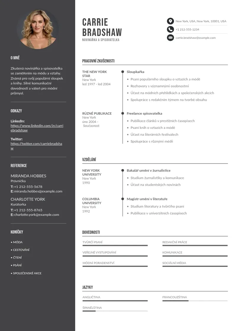 Divu kolonnu Textar zivotopis CV piemērs