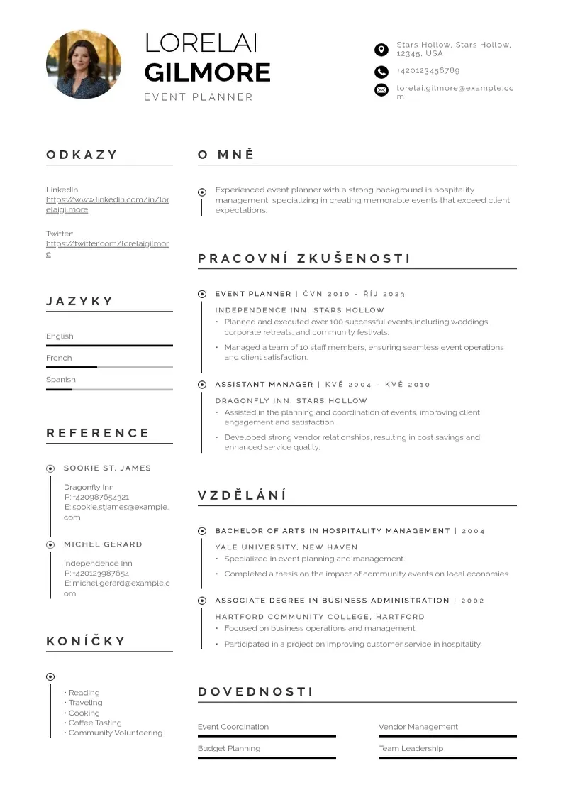 Profesionāla Planovac udalosti zivotopis CV veidne