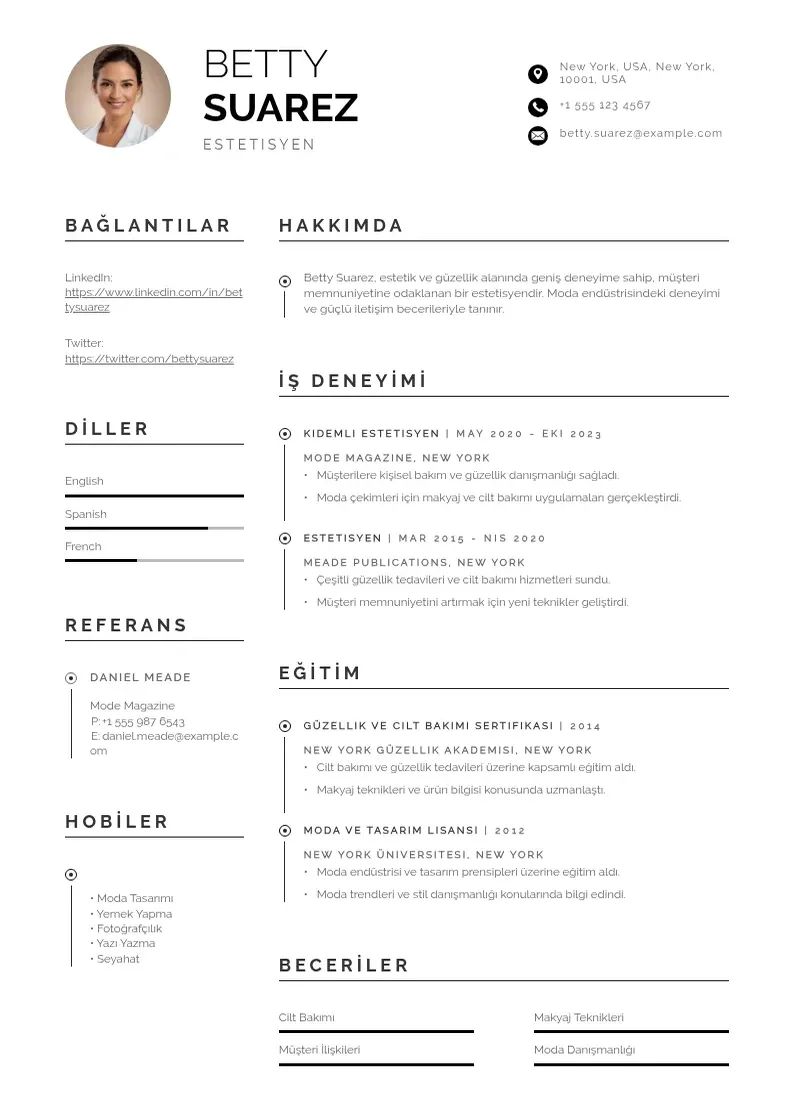 Profesionāla Estetisyen CV veidne