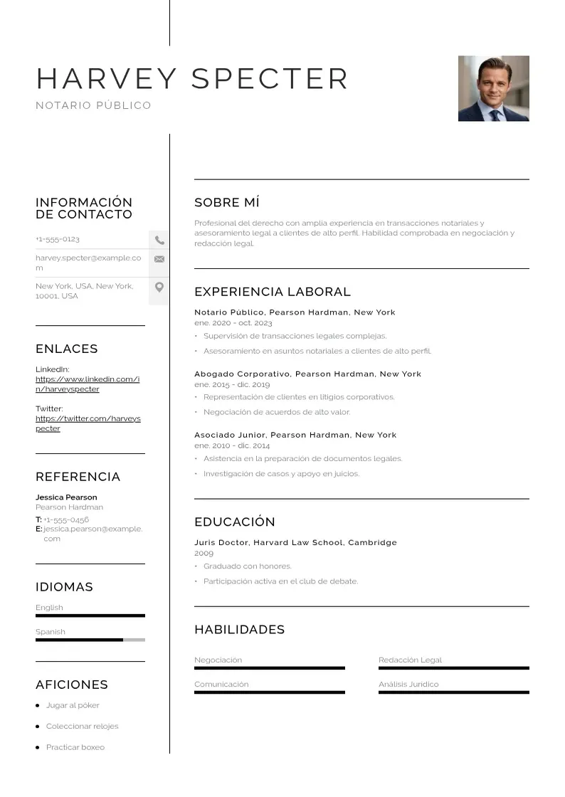 two column notario-publico resume example