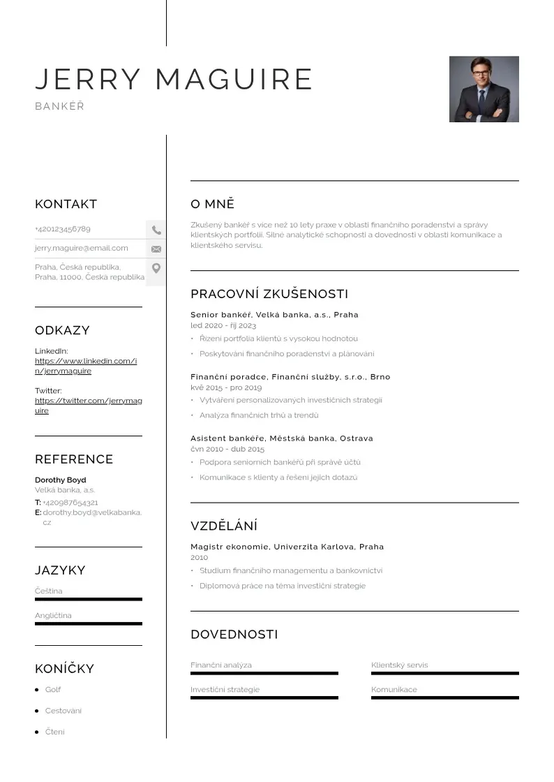 Vienkārša Zivotopis banker CV piemērs