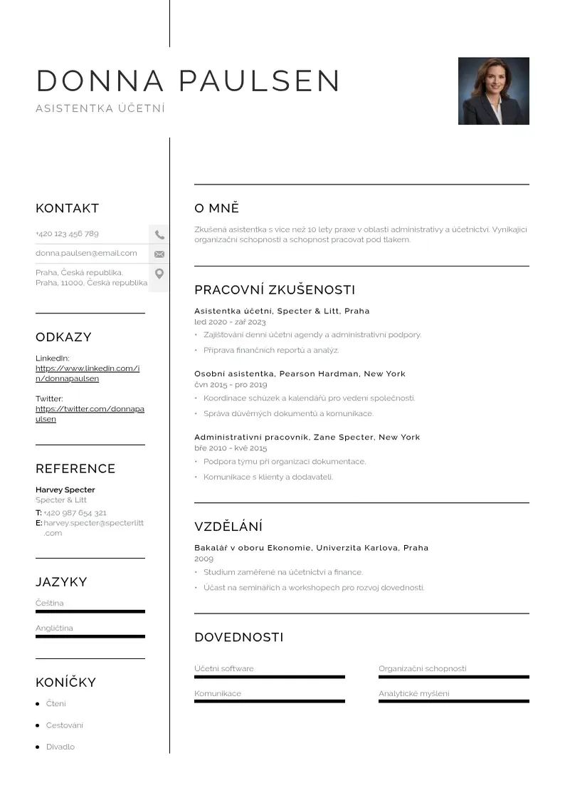 Vienkārša Asistentka ucetni zivotopis CV piemērs