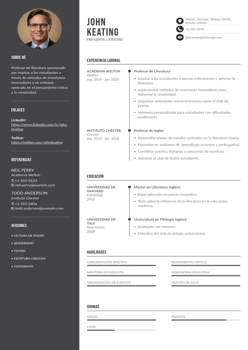 two column curriculum-academico resume example