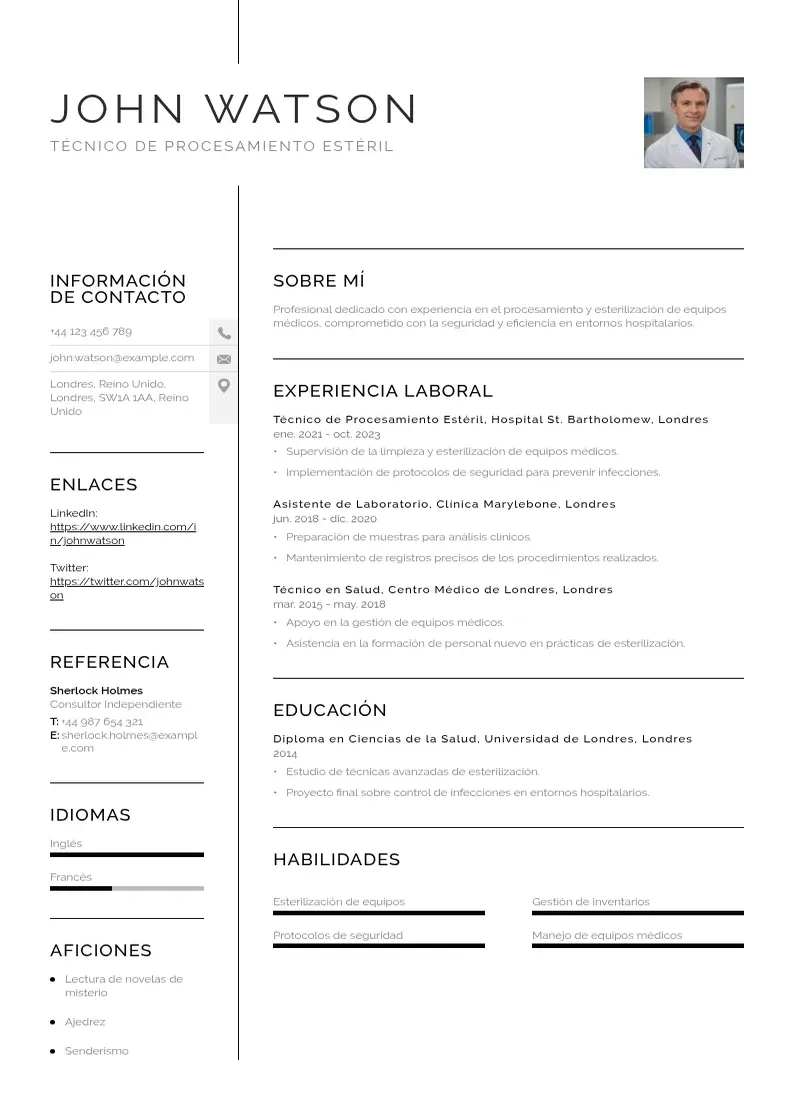 two column cv-tecnico-de-procesamiento-esteril resume example