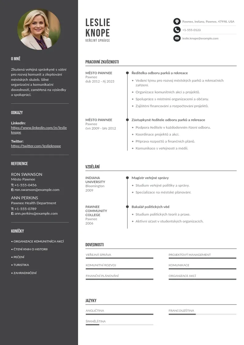 Divu kolonnu Zivotopis anglictina CV piemērs