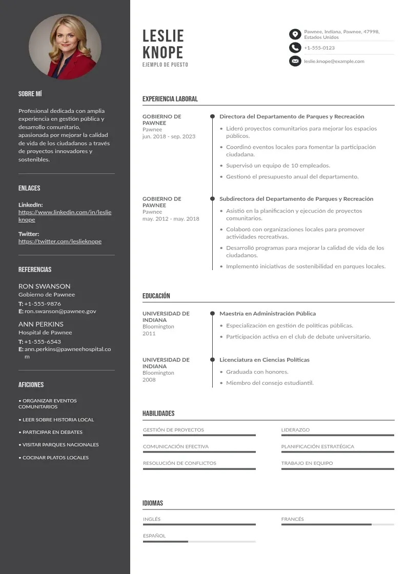 two column ejemplo-cv resume example