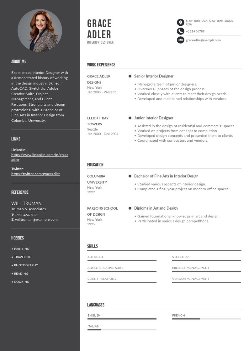 Interior Designer Resume Writing Guide with Examples