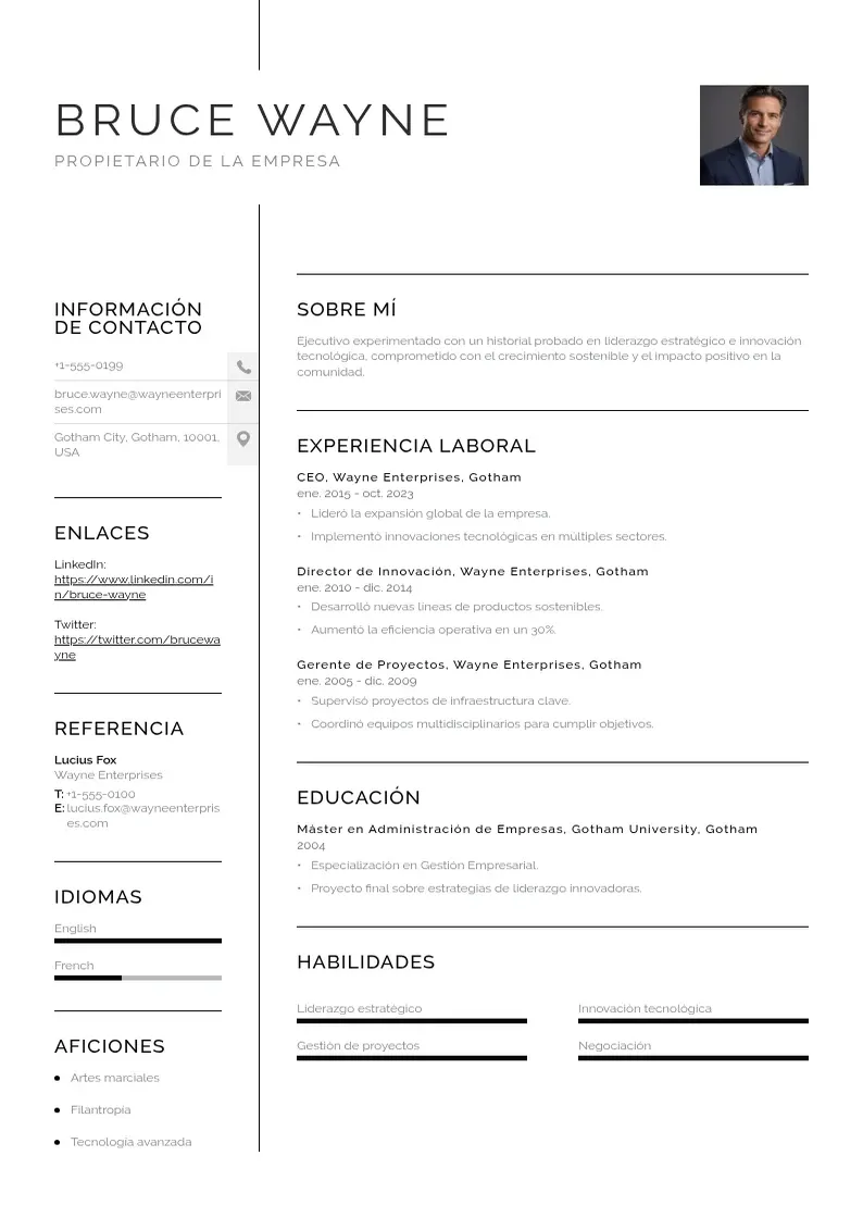 two column cv-propietario-de-la-empresa resume example