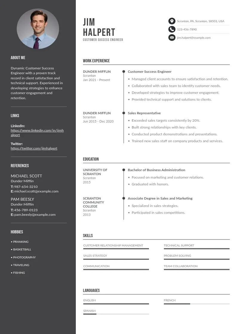 two column customer-success-engineer-resume resume example