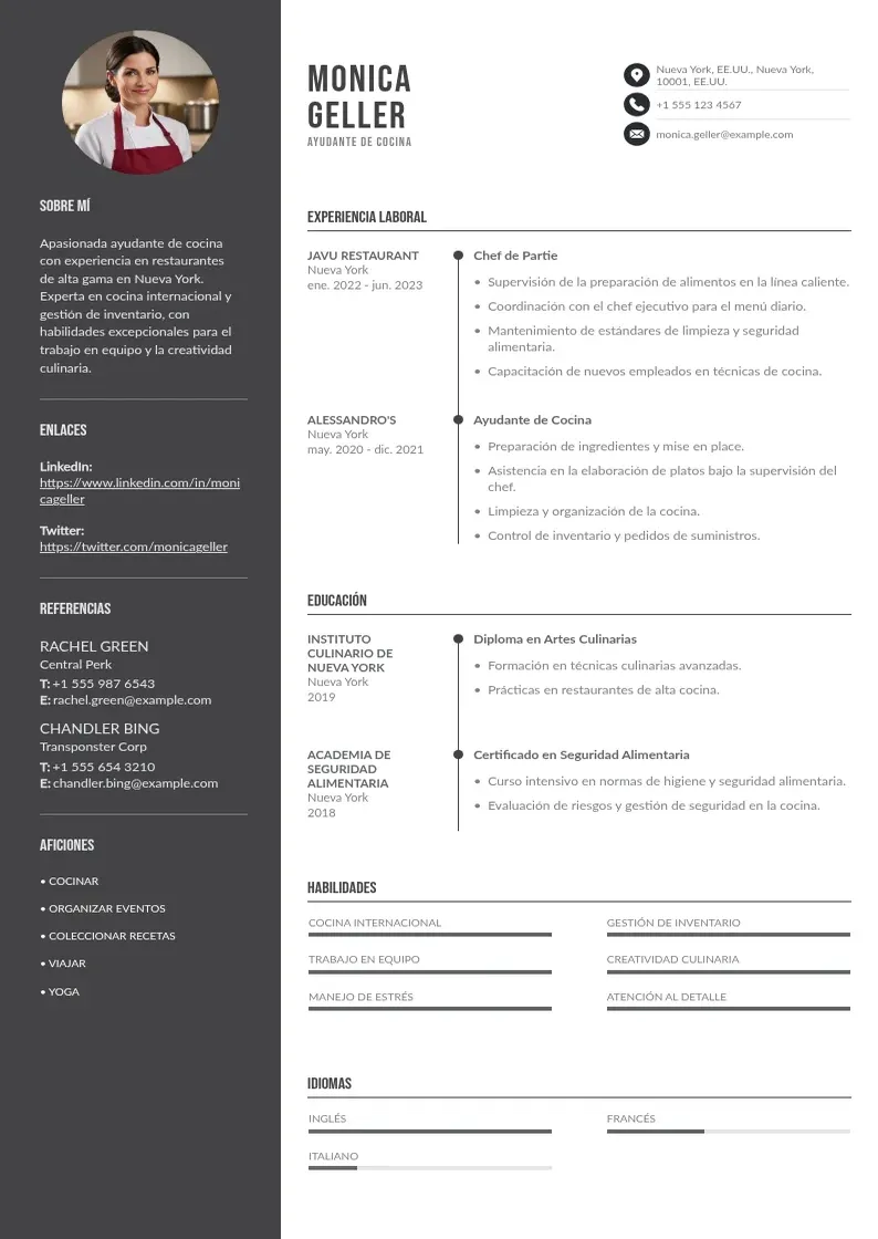 two column curriculum-de-ayudante-de-cocina resume example