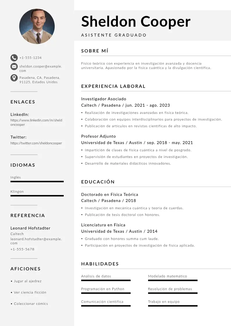 two column cv-asistente-graduado resume example