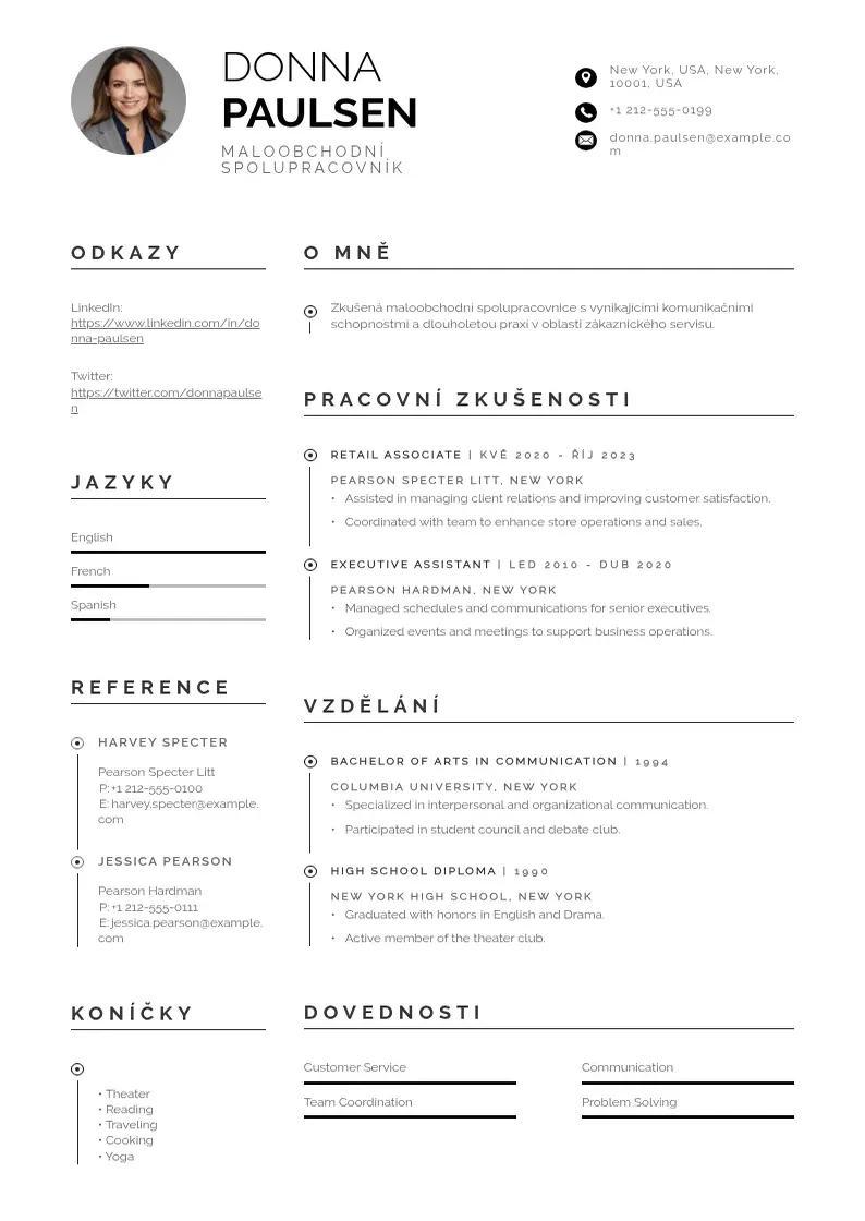 Profesionāla Maloobchodni spolupracovnik zivotopis CV veidne
