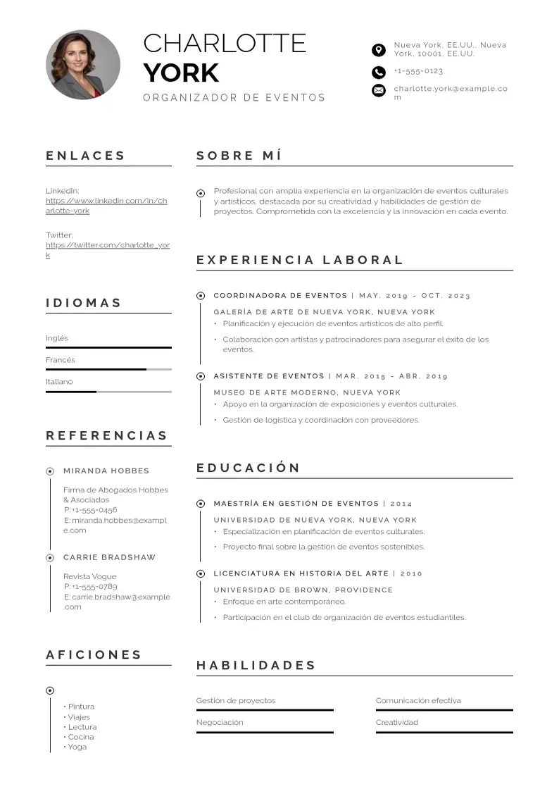 two column organizador-de-eventos resume example