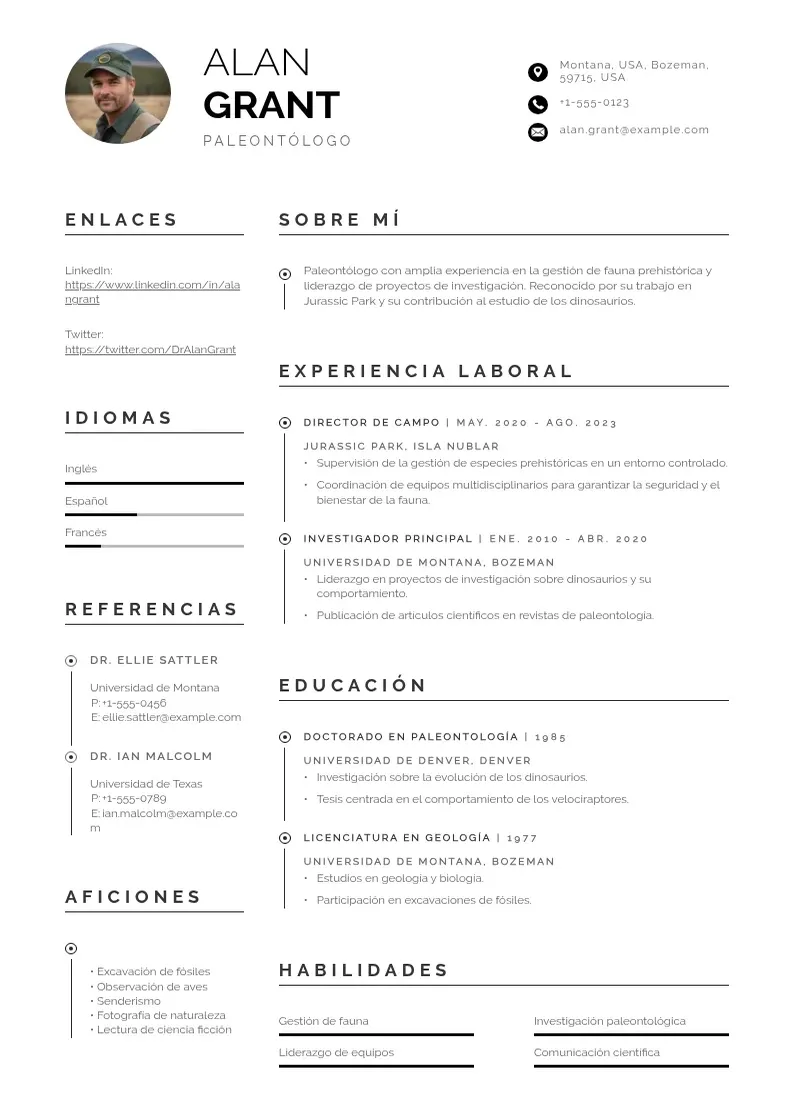two column especialista-en-gestion-de-la-fauna resume example
