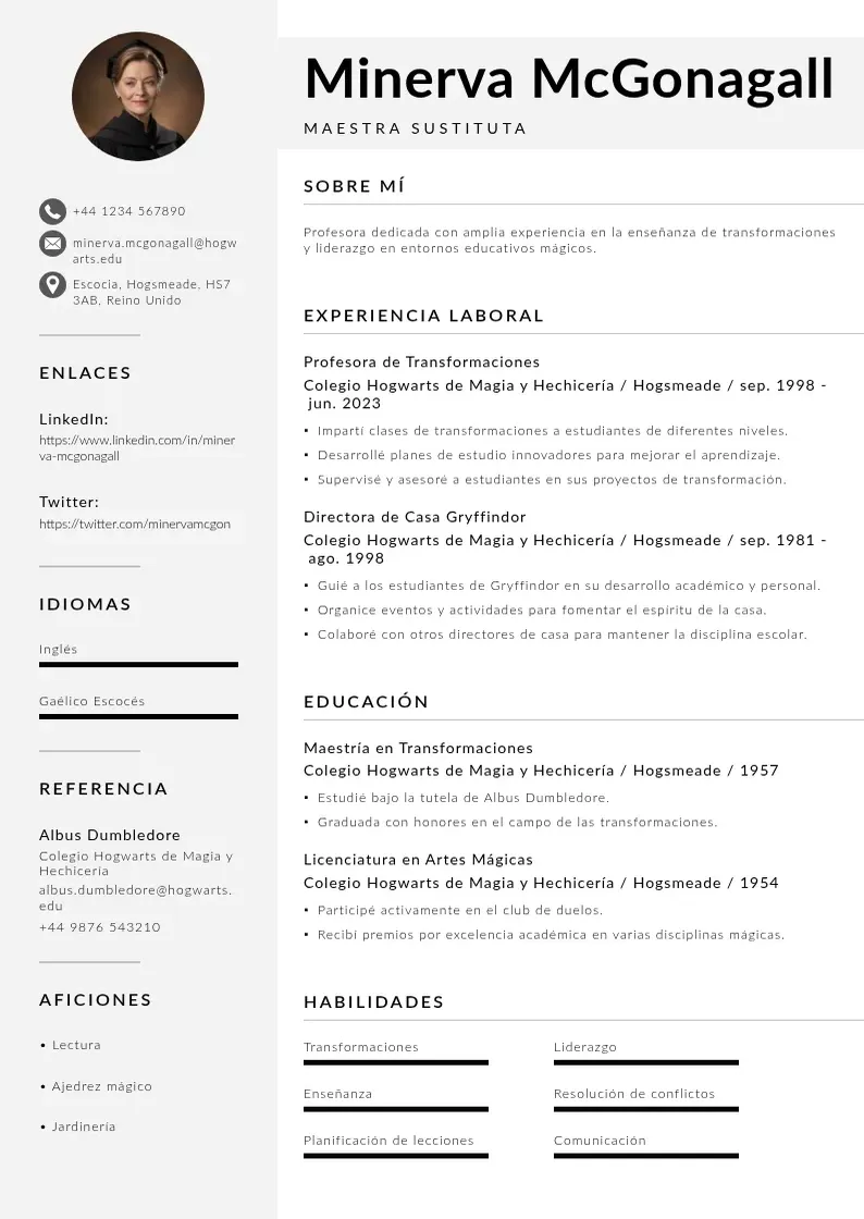 two column curriculum-vitae-de-maestro-sustituto resume example