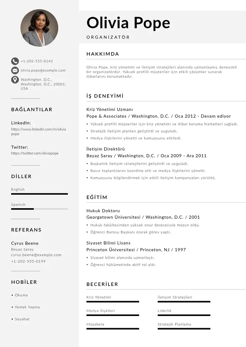 Mūsdienīga Organizatör  CV veidne