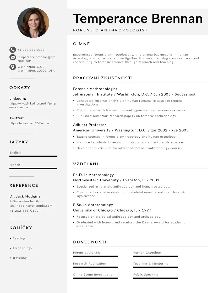 Mūsdienīga Zivotopis biolog CV veidne