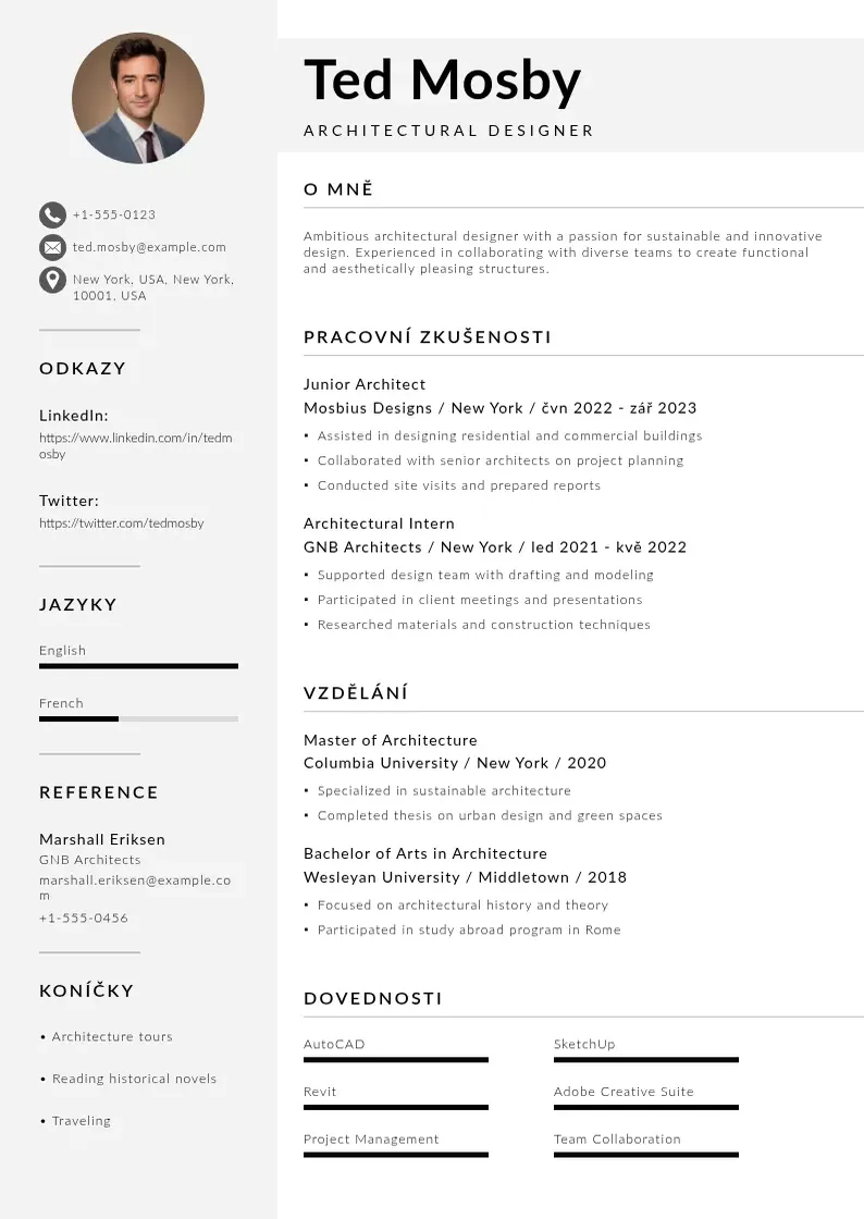 Mūsdienīga Zivotopis absolventa CV veidne