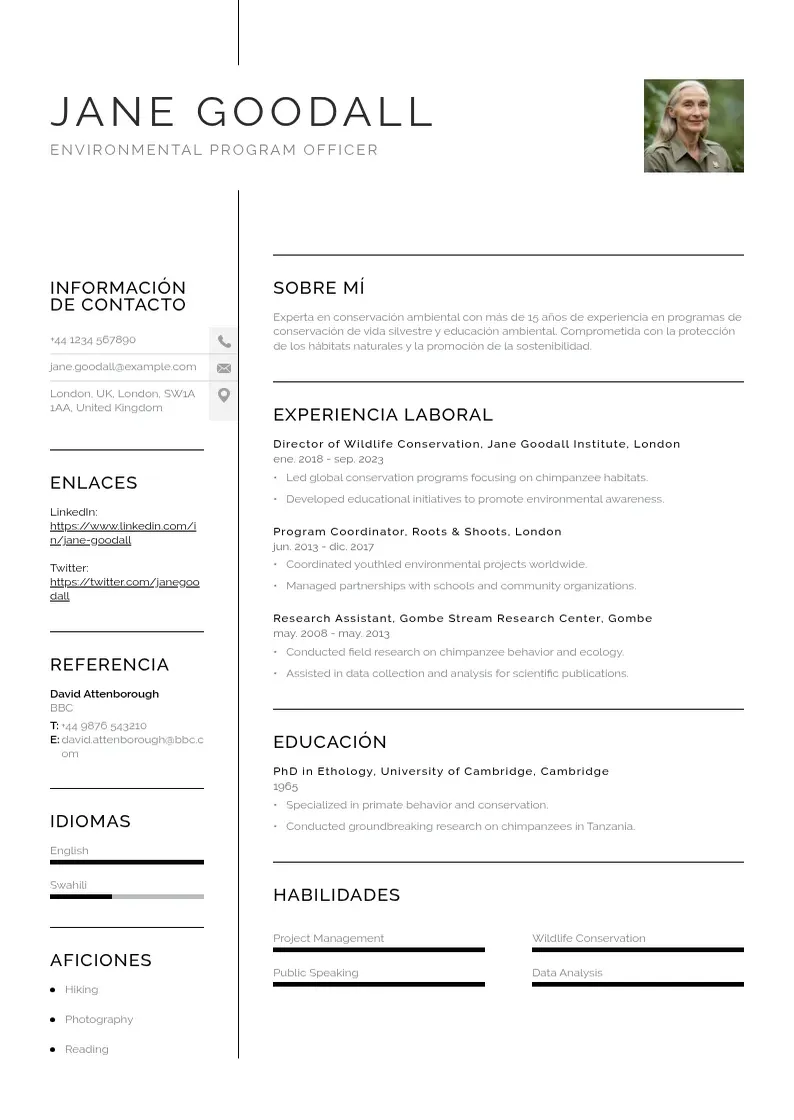 two column oficial-de-programas-de-ong-ambientales resume example