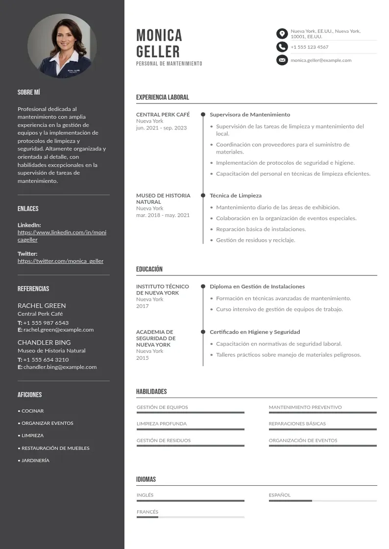 two column curriculum-para-personal-de-mantenimiento resume example