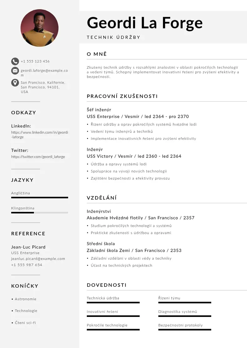 Mūsdienīga Technik udrzby zivotopis CV veidne
