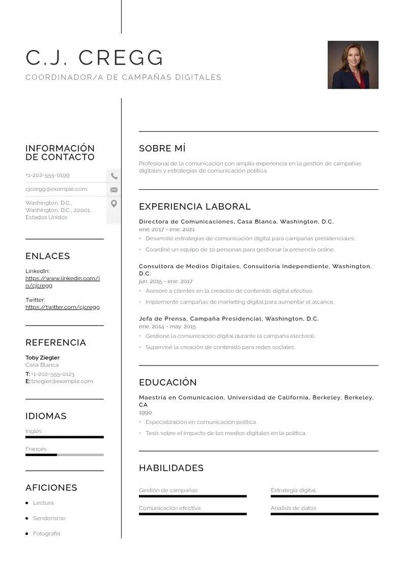 two column coordinadora-de-campanas-digitales resume example