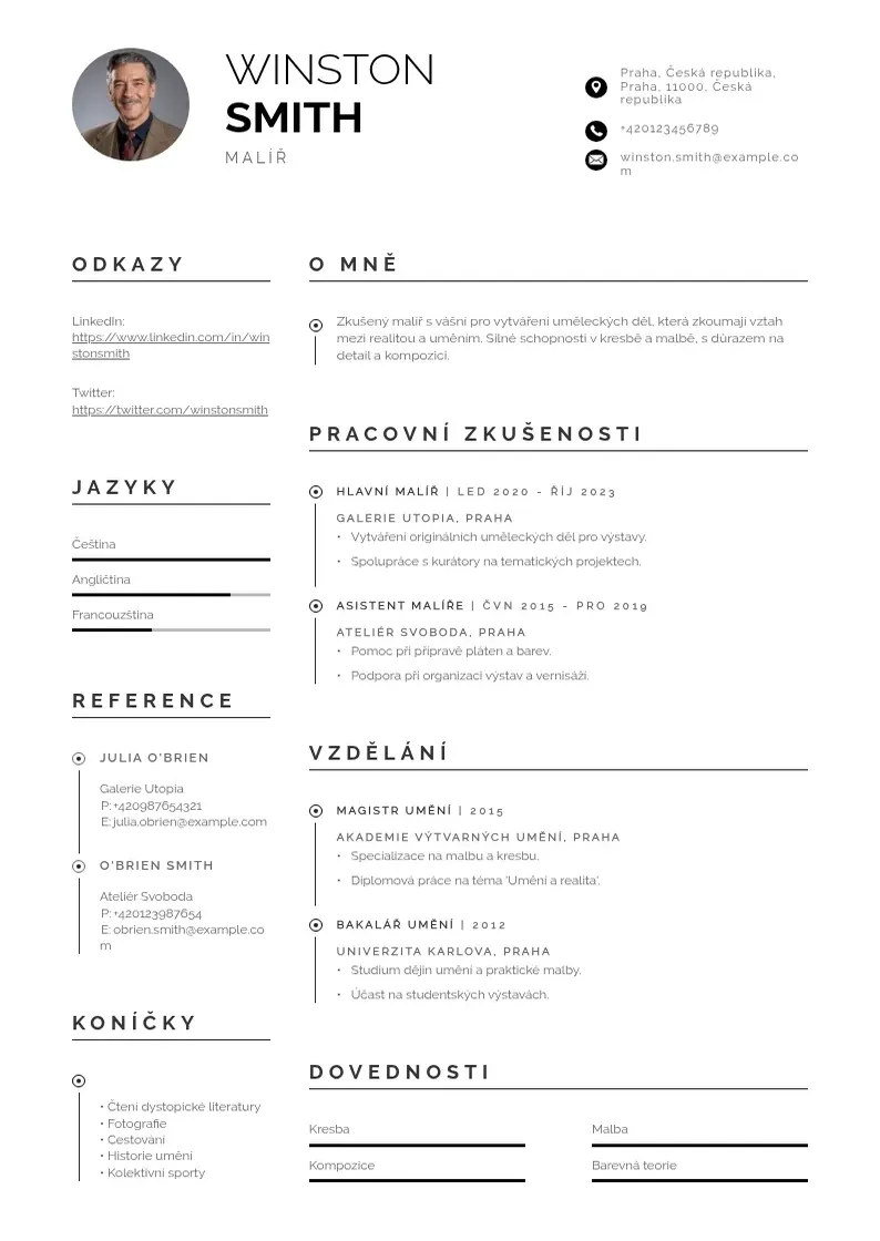 Profesionāla Malir zivotopis CV veidne