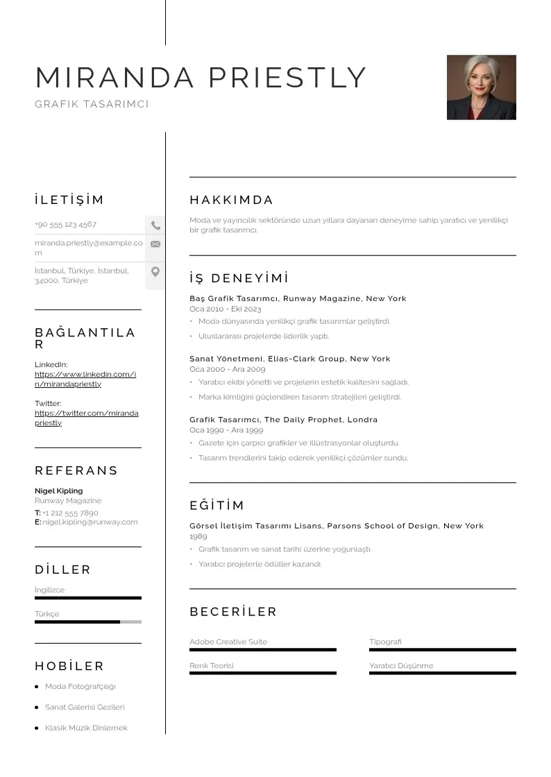 Vienkārša Grafik tasarimci CV piemērs