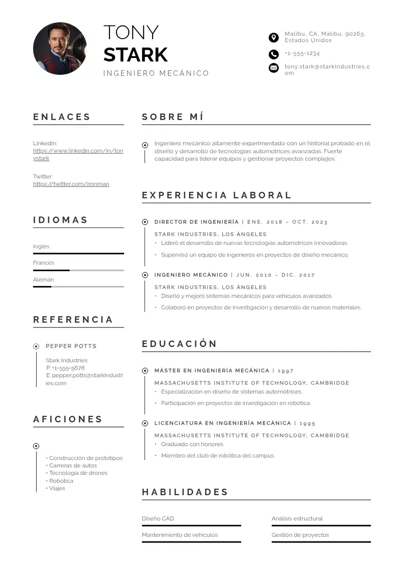 two column curriculum-de-mecanico resume example