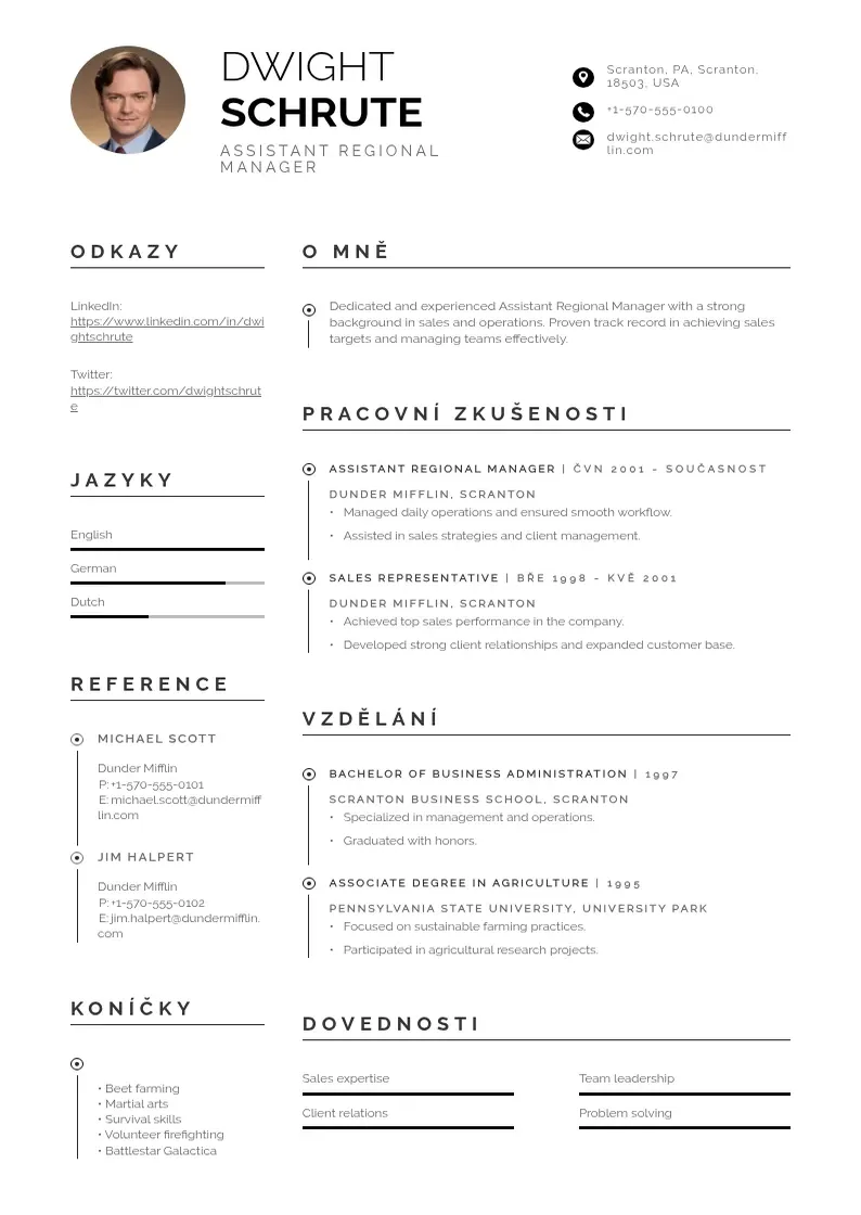 Profesionāla Odesilatel zivotopis CV veidne