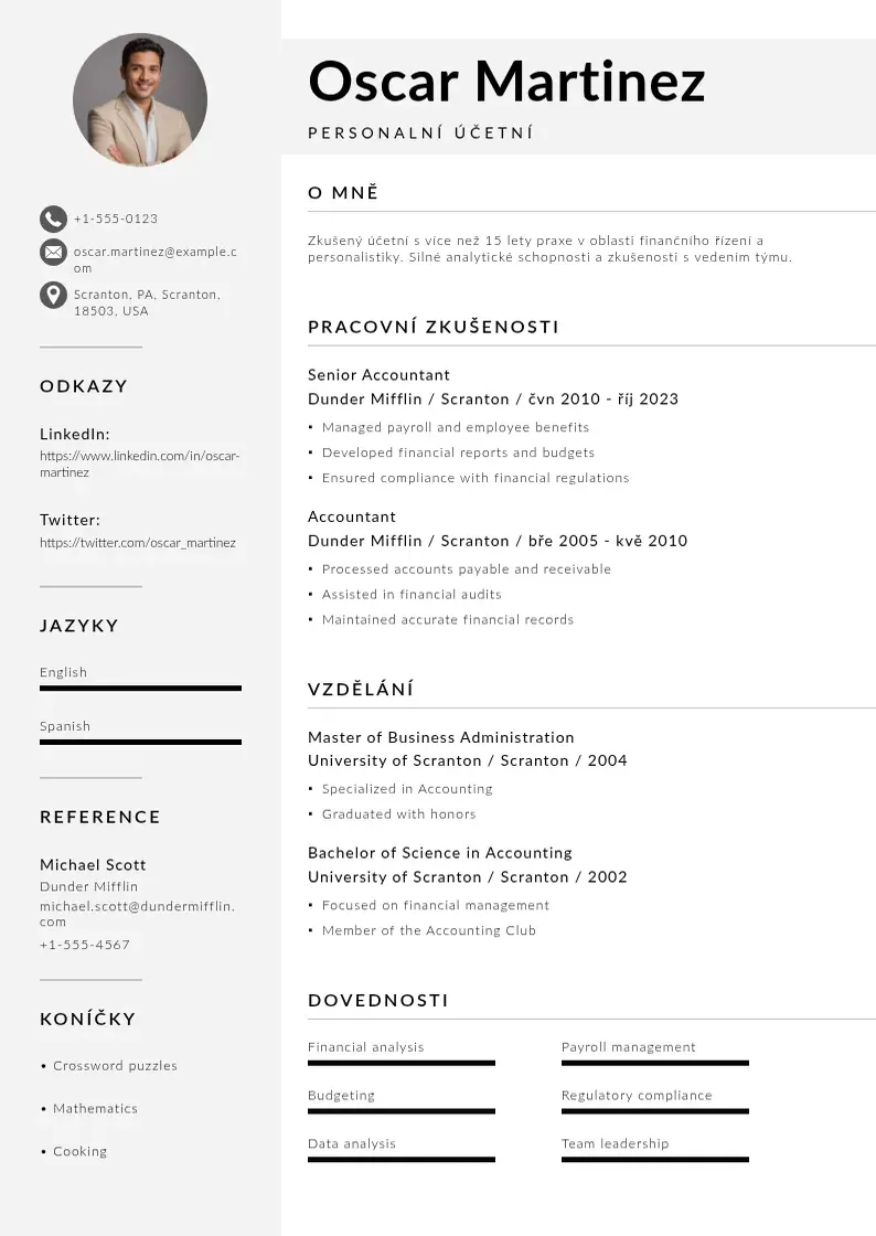 Mūsdienīga Personalni ucetni zivotopis CV veidne