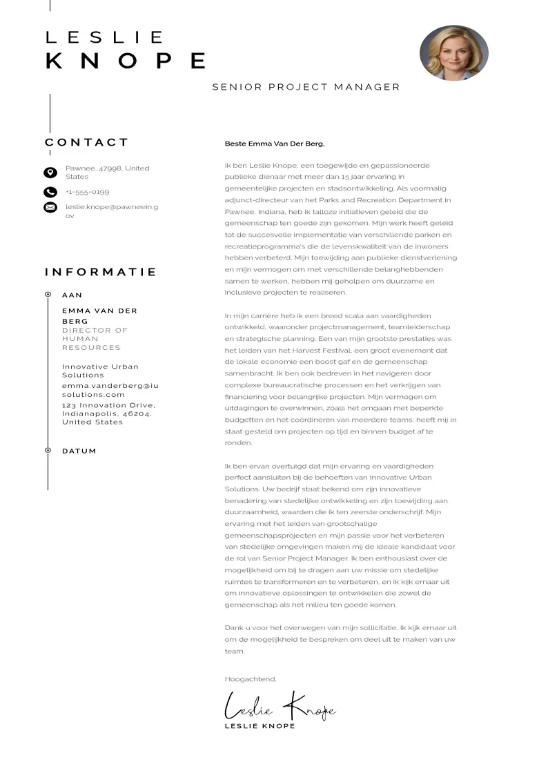 modern Dutch   cover letter template
