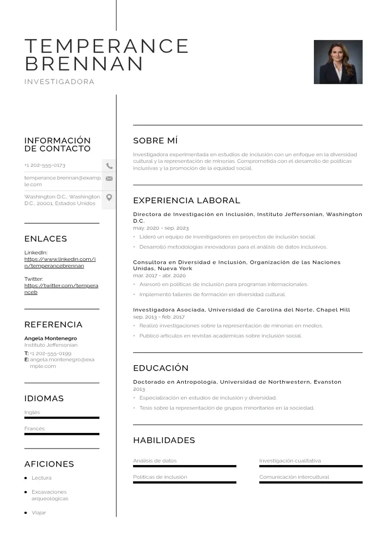 two column investigadora-en-estudios-de-inclusion resume example