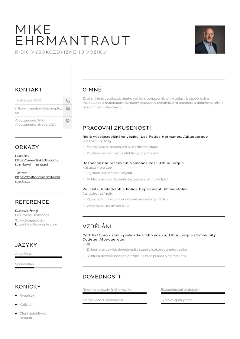 Vienkārša Ridice vysokozdvizneho voziku zivotopis CV piemērs