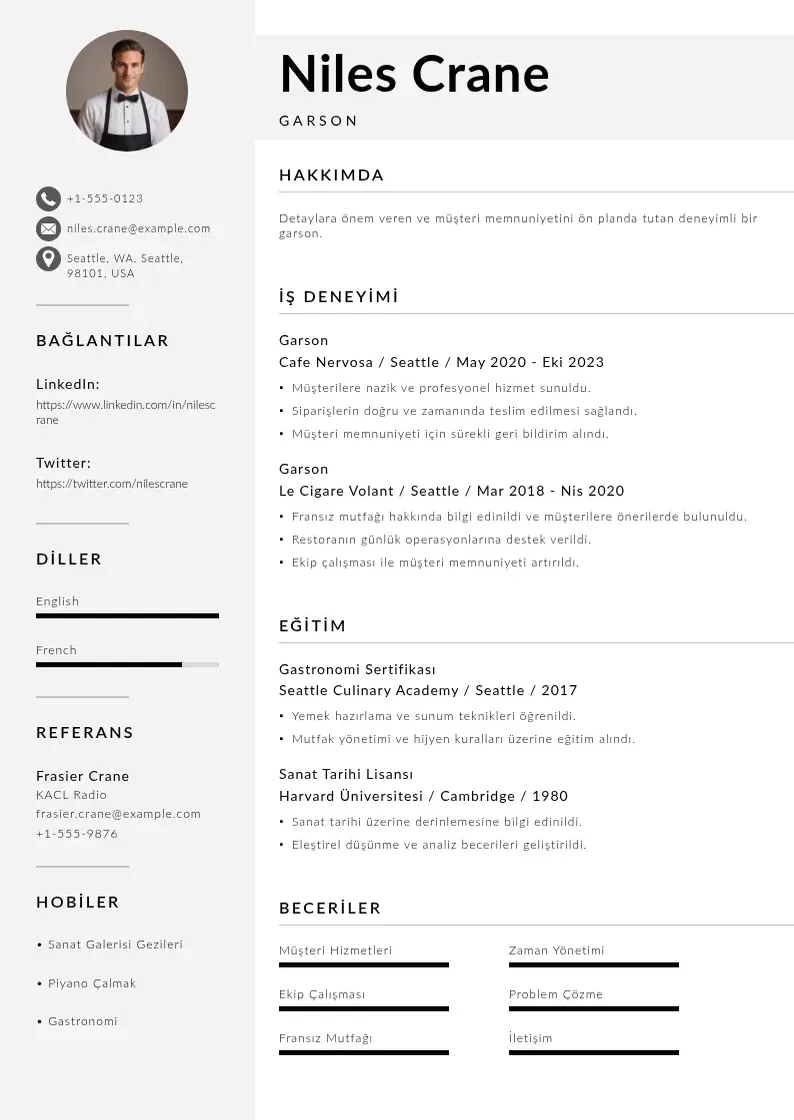 Mūsdienīga Garson CV veidne