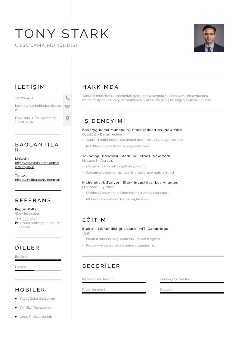 Vienkārša Uygulama Mühendisi  CV piemērs