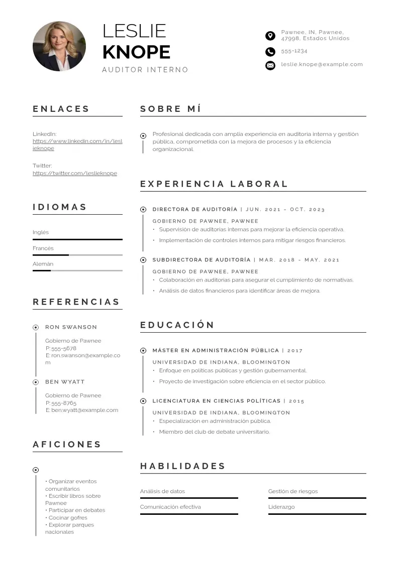 two column cv-de-auditor-interno resume example