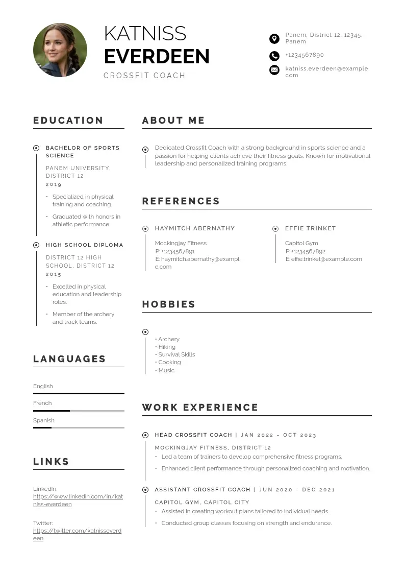 professional Crossfit coach resume examples resume template