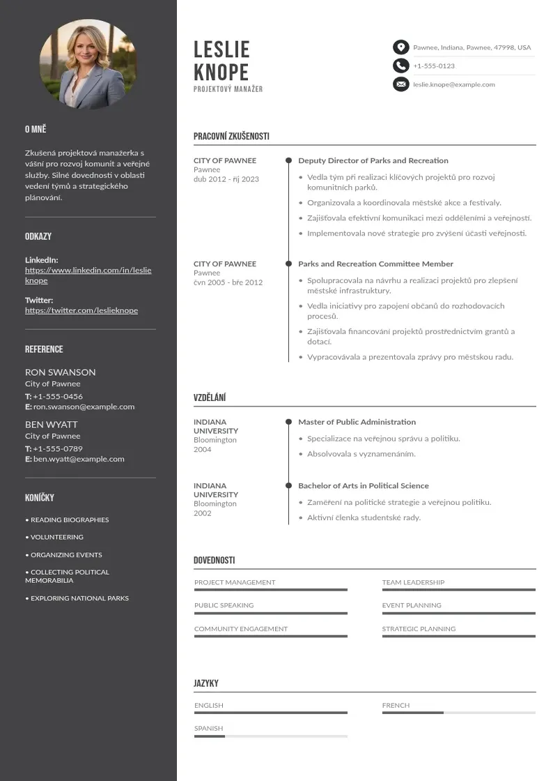 Divu kolonnu Projektovy manazer zivotopis CV piemērs