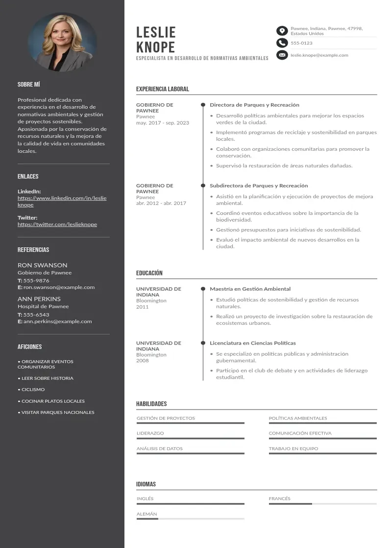 two column especialista-en-desarrollo-de-normativas-ambientales resume example