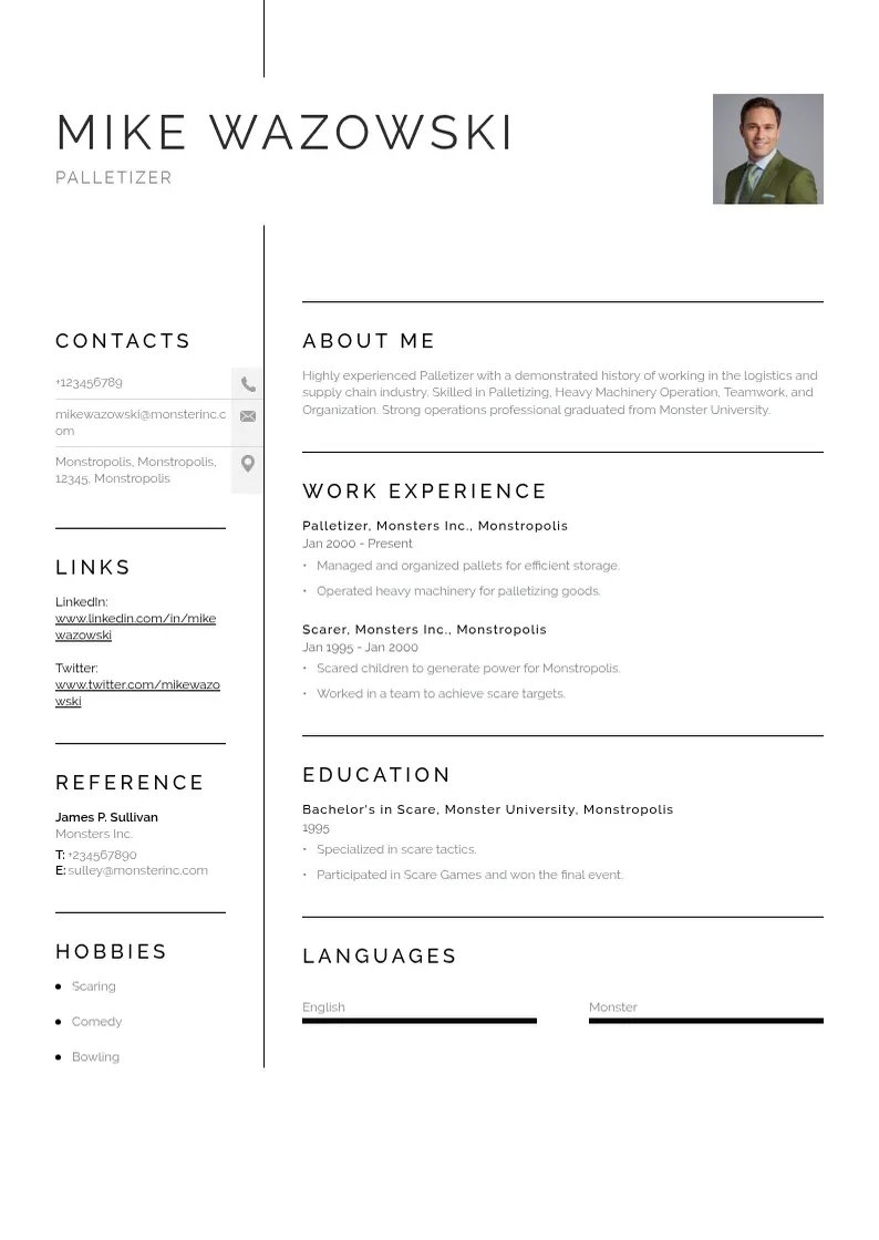 simple Palletizer  resume example