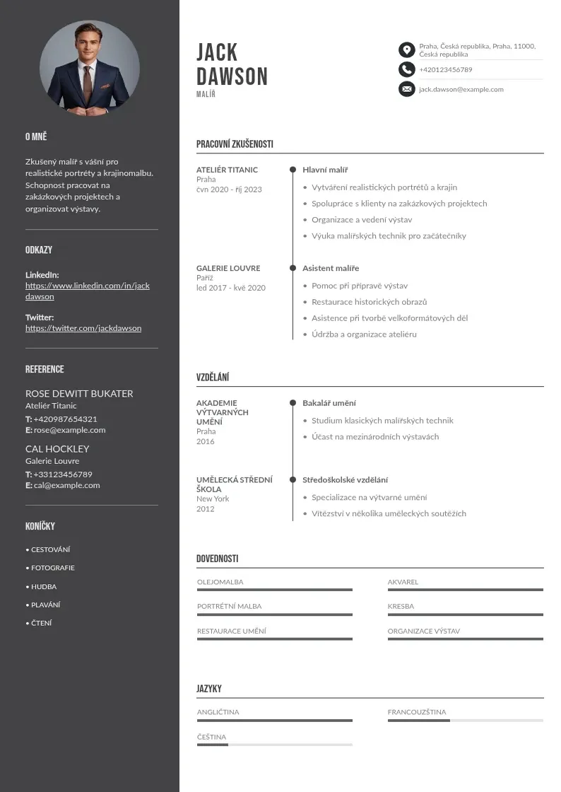 Divu kolonnu Malir zivotopis CV piemērs