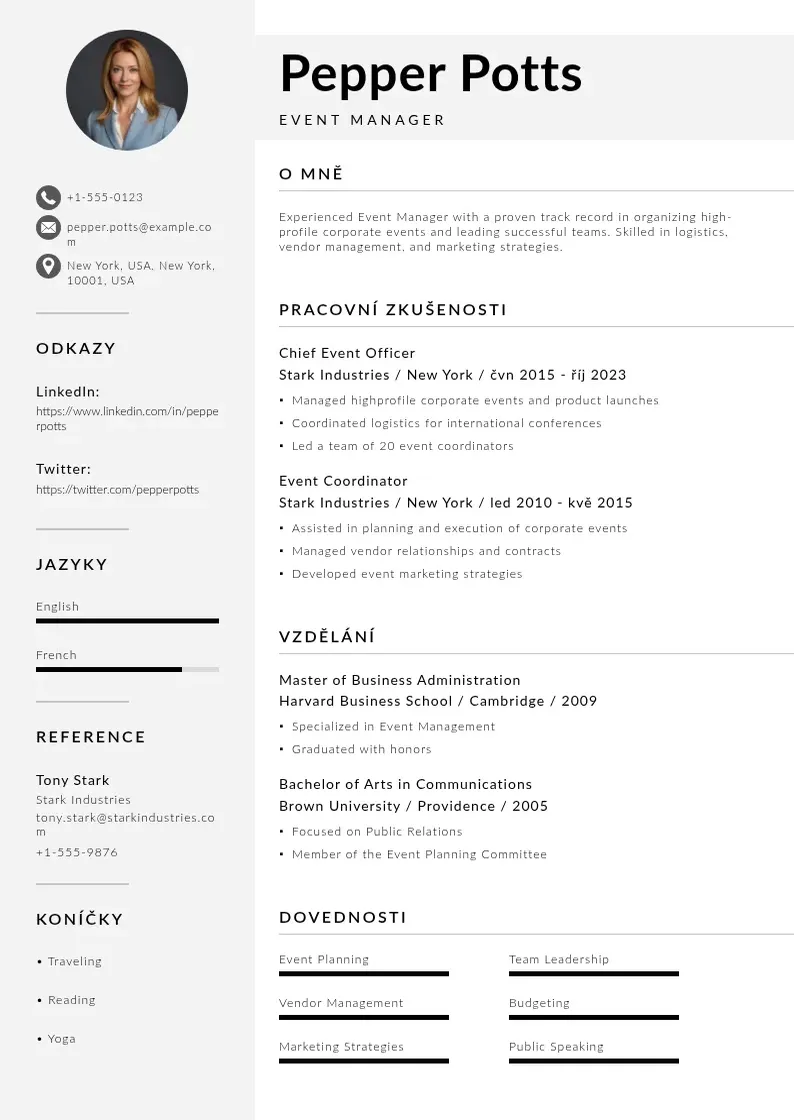 Mūsdienīga Spravcem udalosti zivotopis CV veidne