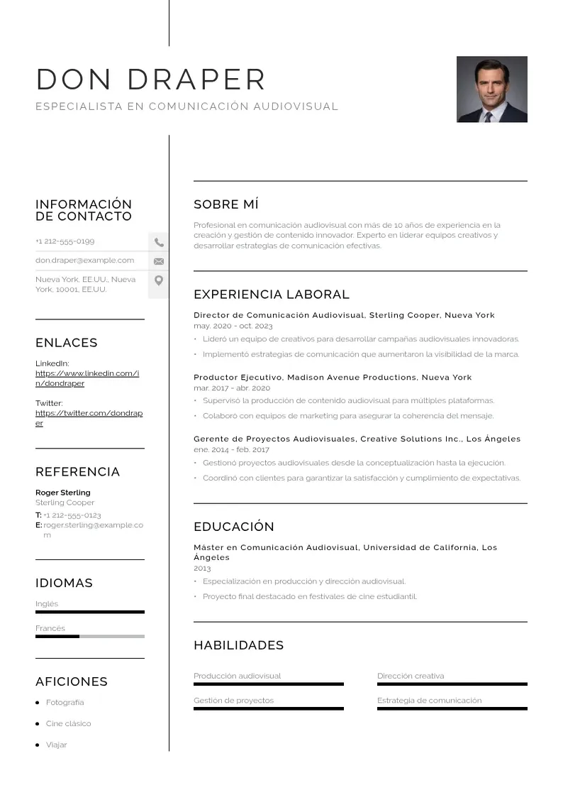 two column comunicacion-audiovisual resume example