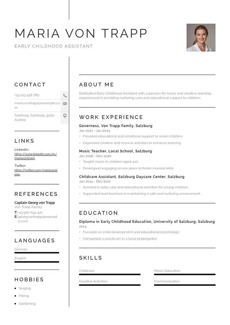 simple Early childhood assistant resume resume example