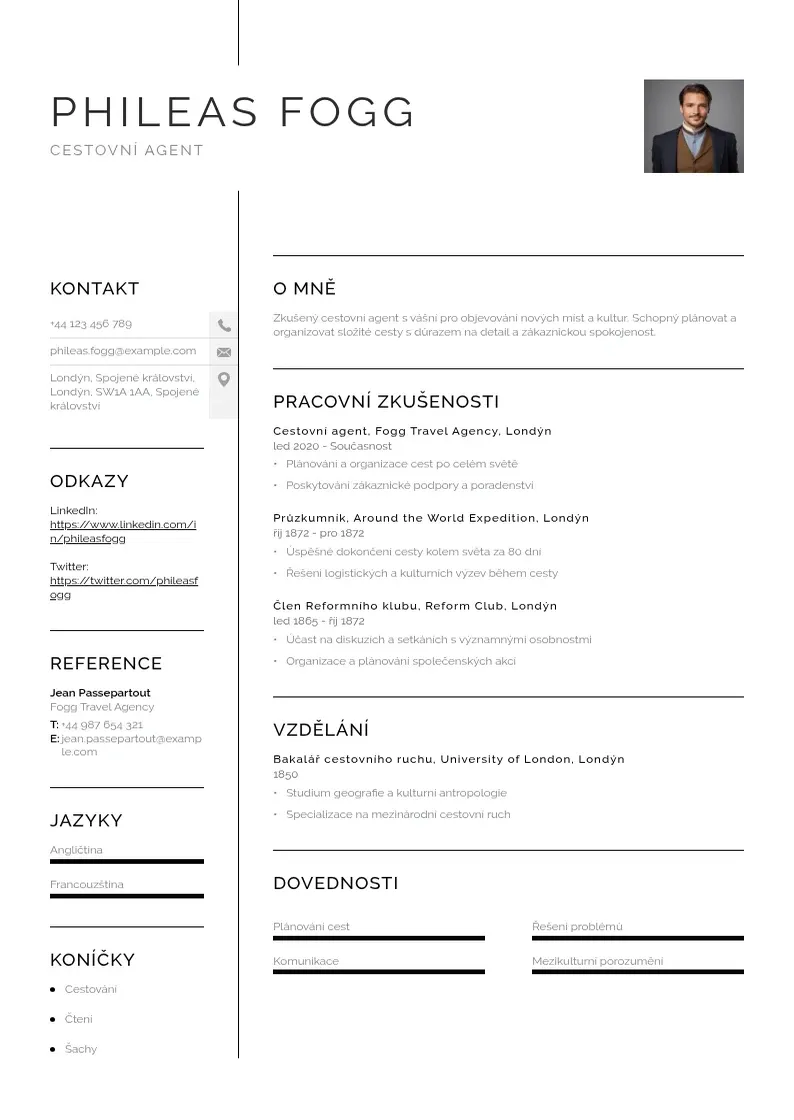 Vienkārša Cestovni agent zivotopis CV piemērs