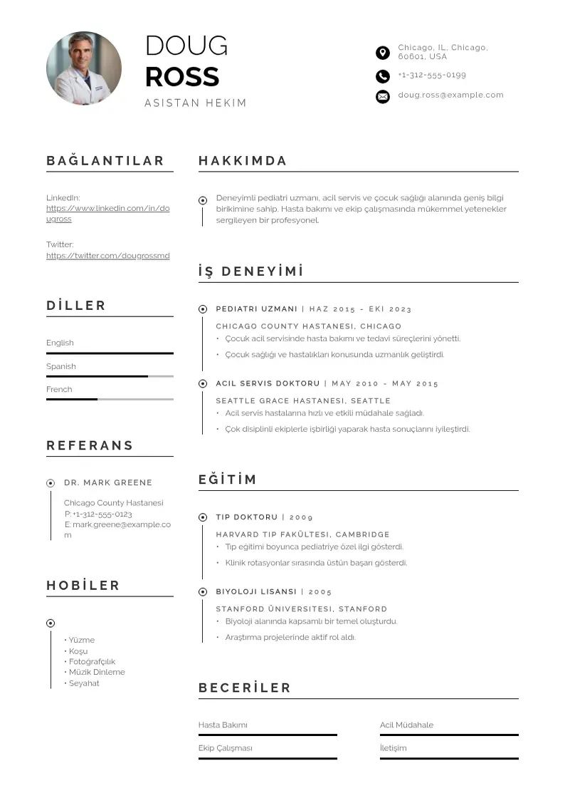 Profesionāla Asistan Hekim  CV veidne