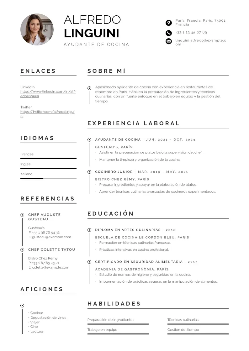 two column curriculum-de-ayudante-de-cocina resume example