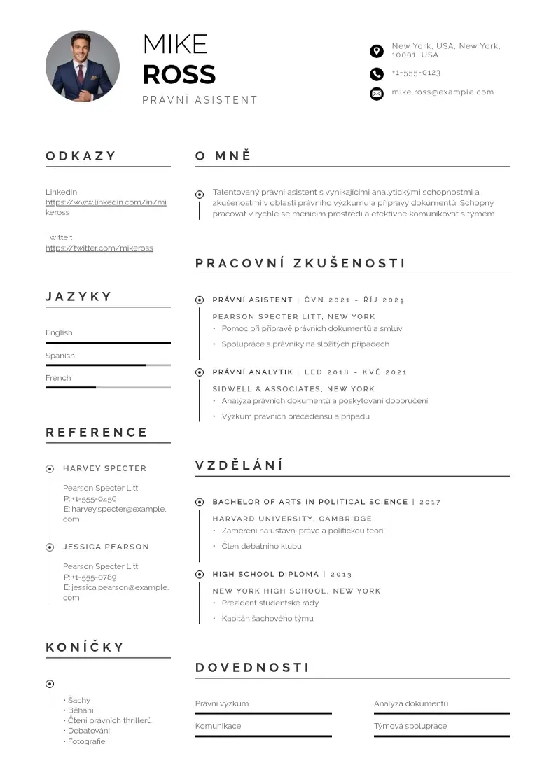 Profesionāla Pravni asistent zivotopis CV veidne