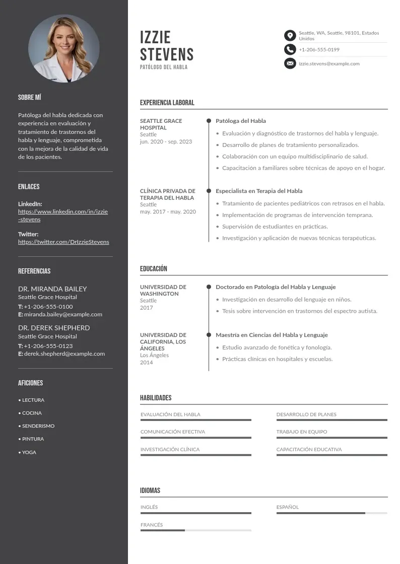 two column patologo-del-habla resume example